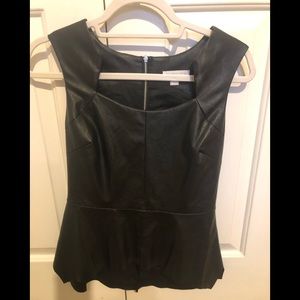 Black faux leather shell top